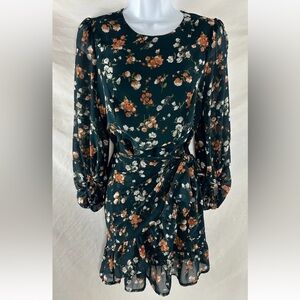 PRINCESS POLLY Merol Mini Dress Dark Teal Floral/ Size 4 Small! ✨